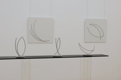 Roland Phleps: Drei Kreissegmente im Raum ("Räumliche Grafik") und Grafische Reliefs mit drei Kreisbögen