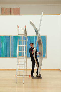Letzte Vorbereitungen für die Ausstellung