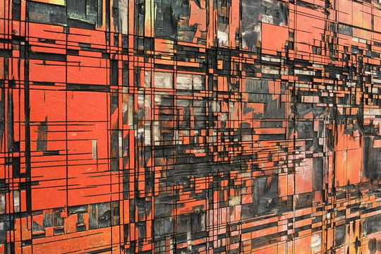 Mathias Hornung: Detail des Holzreliefs "Digital Melt"