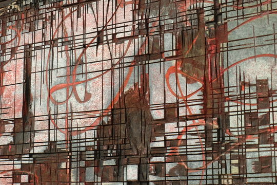 Mathias Hornung: Detail des Holzreliefs "Digital Melt"